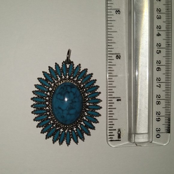 Pendant Faux Turquoise Vintage 70s Southwest Style (no chain) - Picture 5 of 5